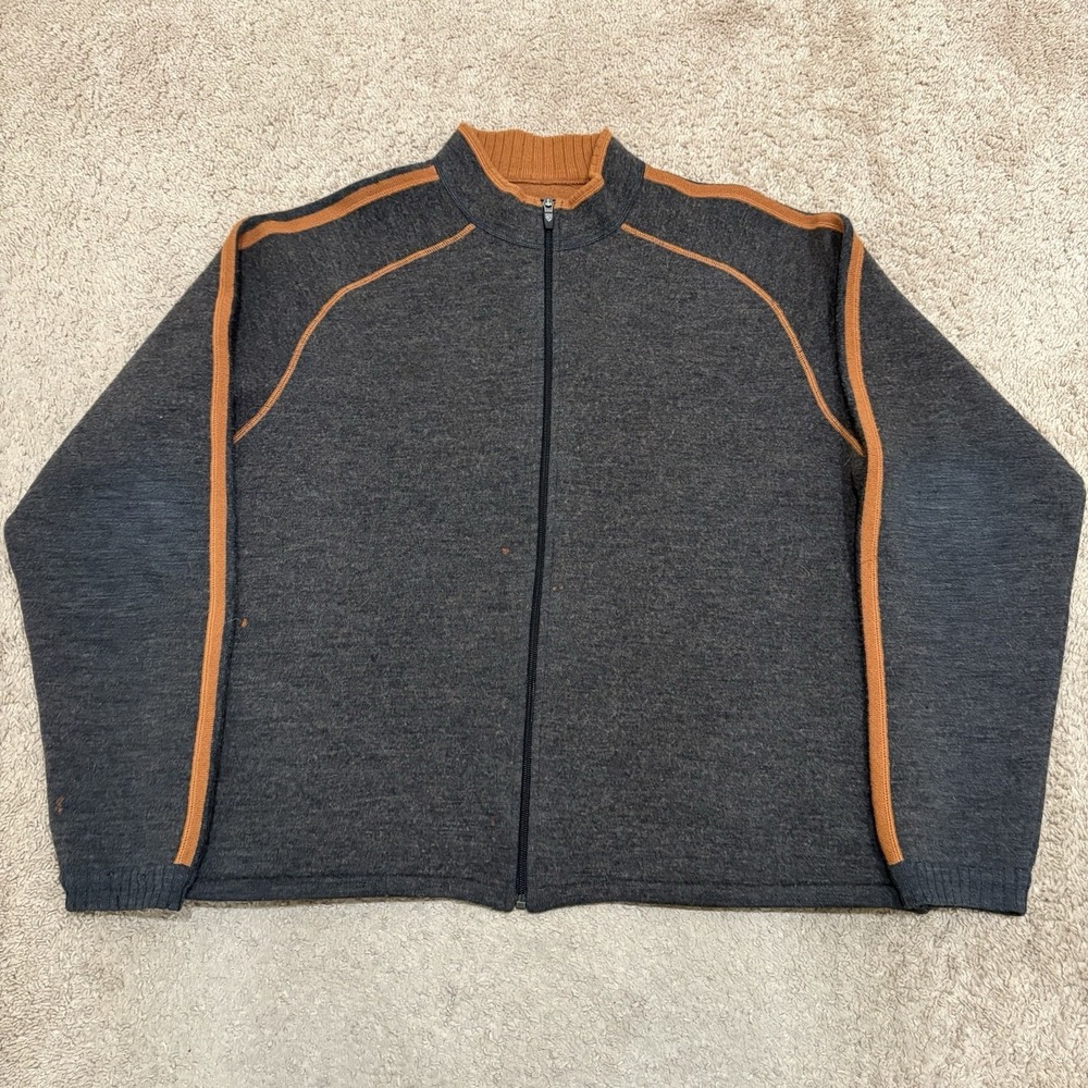 Kuhl Merino Wool Full Zip Jacket Men's Large Gray Orange